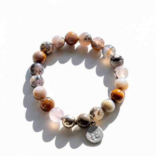 Black Flower Agate Bracelet