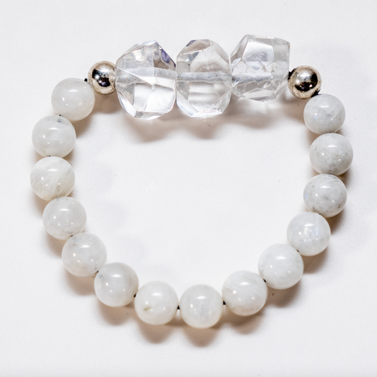 Adiaha Eyo Selenite + Clear Quartz Bracelet